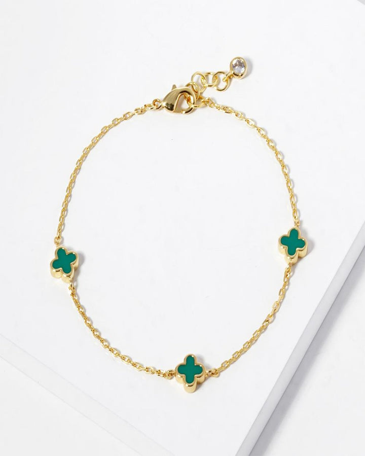 Dainty Clover Charm Bracelet - Gold