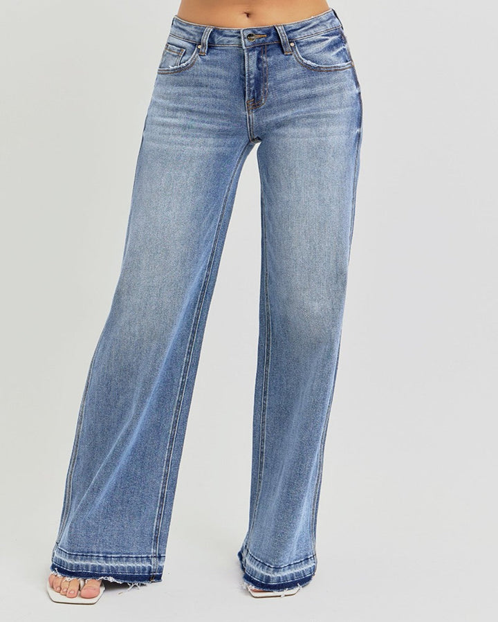 The Lily Low Rise Wide Leg Released Hem Jean by Risen