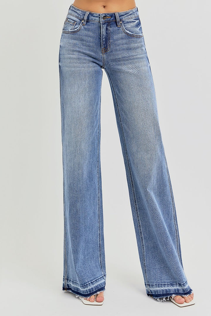 The Lily Low Rise Wide Leg Released Hem Jean by Risen