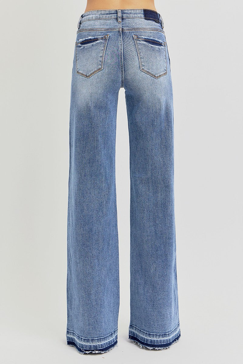 The Lily Low Rise Wide Leg Released Hem Jean by Risen