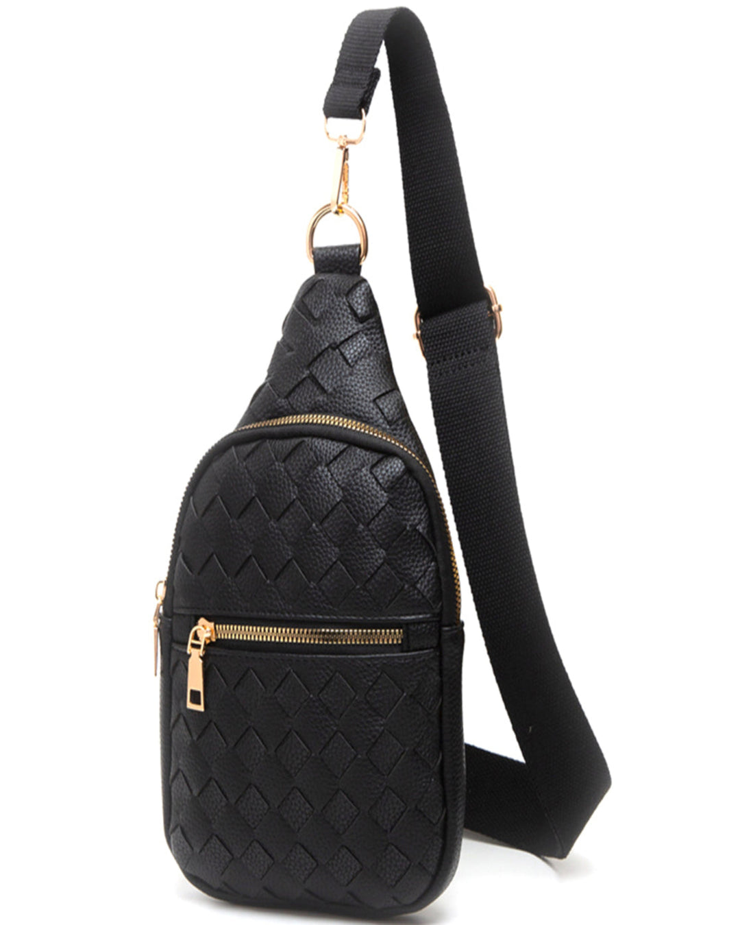 Woven Texture Sling Bag - Black