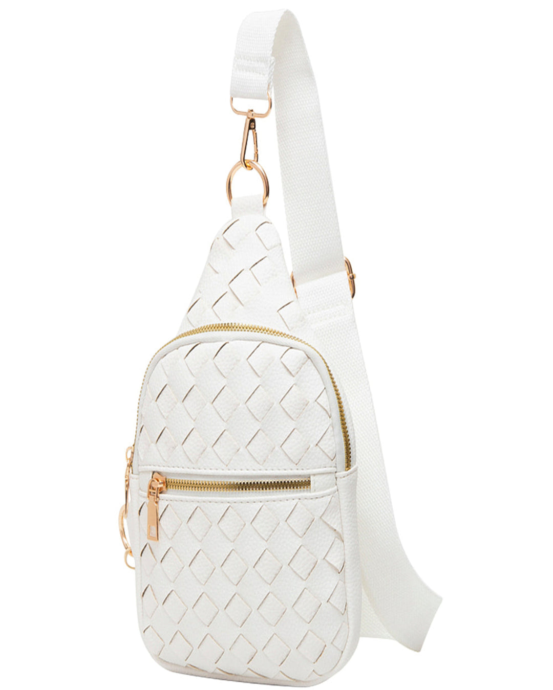 Woven Texture Sling Bag - White