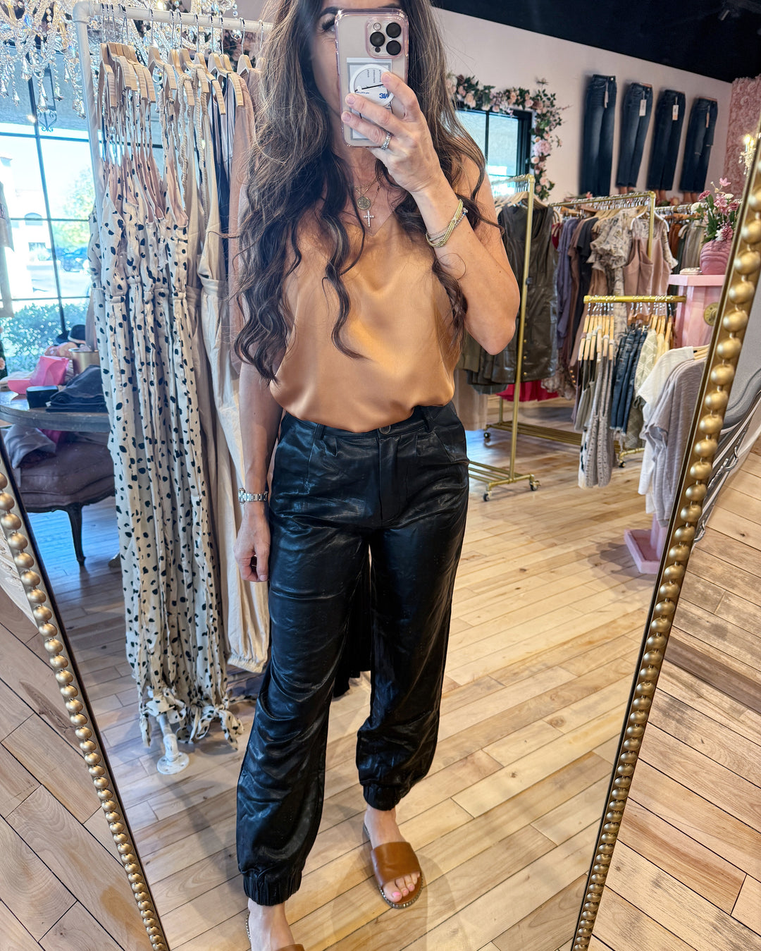 The Genevieve Vegan Faux Leather Joggers