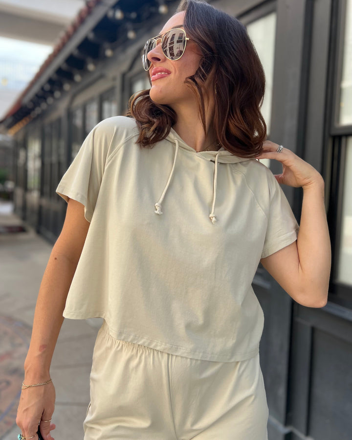 Brooke Raglan Hooded Tee - Oat Milk