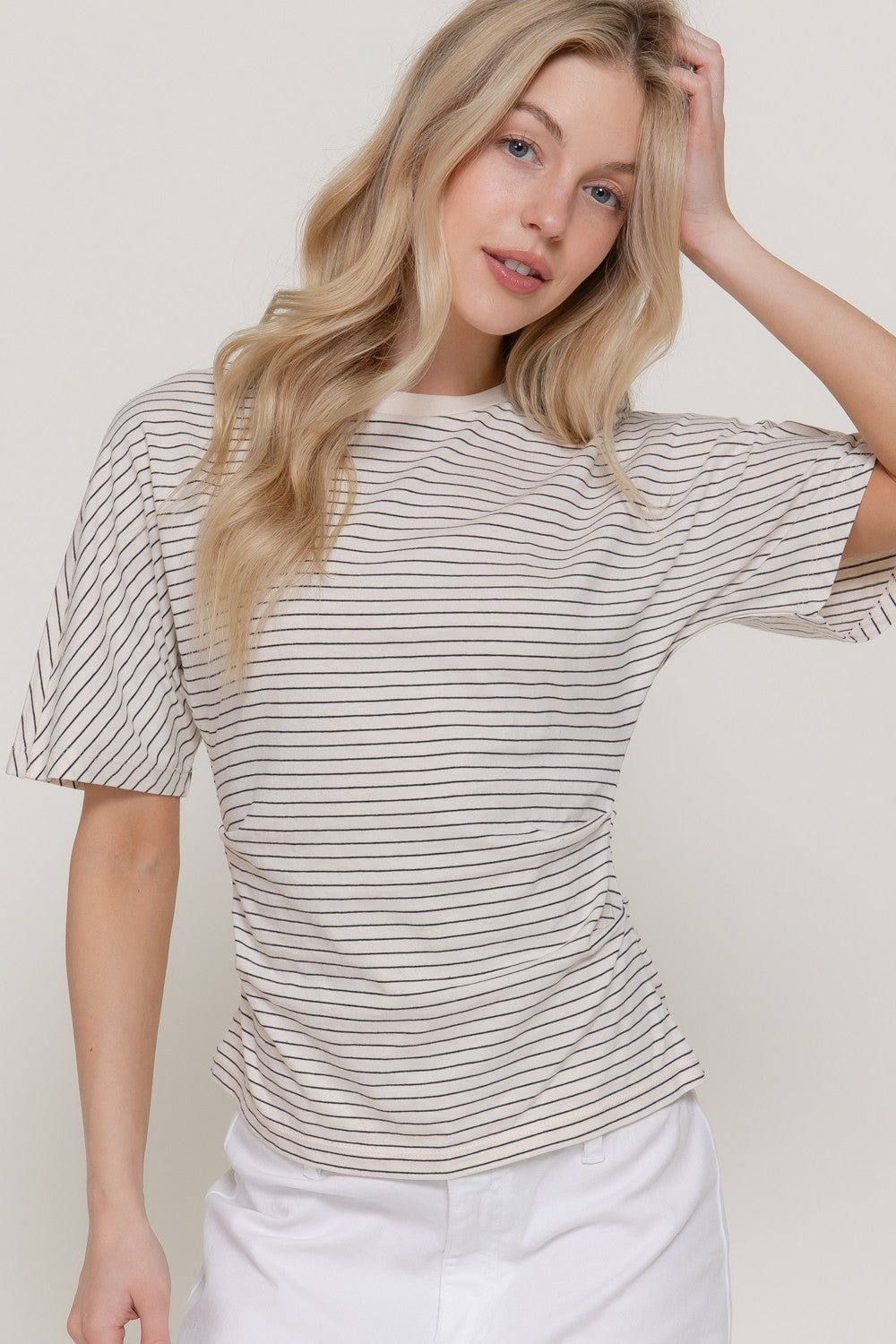 The Nora Short Sleeve Cotton Tee - Taupe
