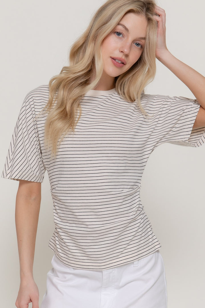 The Nora Short Sleeve Cotton Tee - Taupe