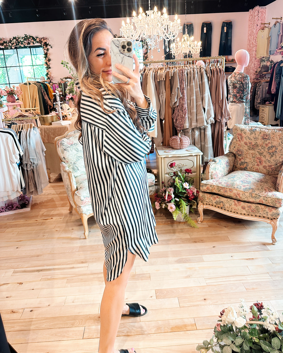 The Avery T-Shirt Striped Satin Dress