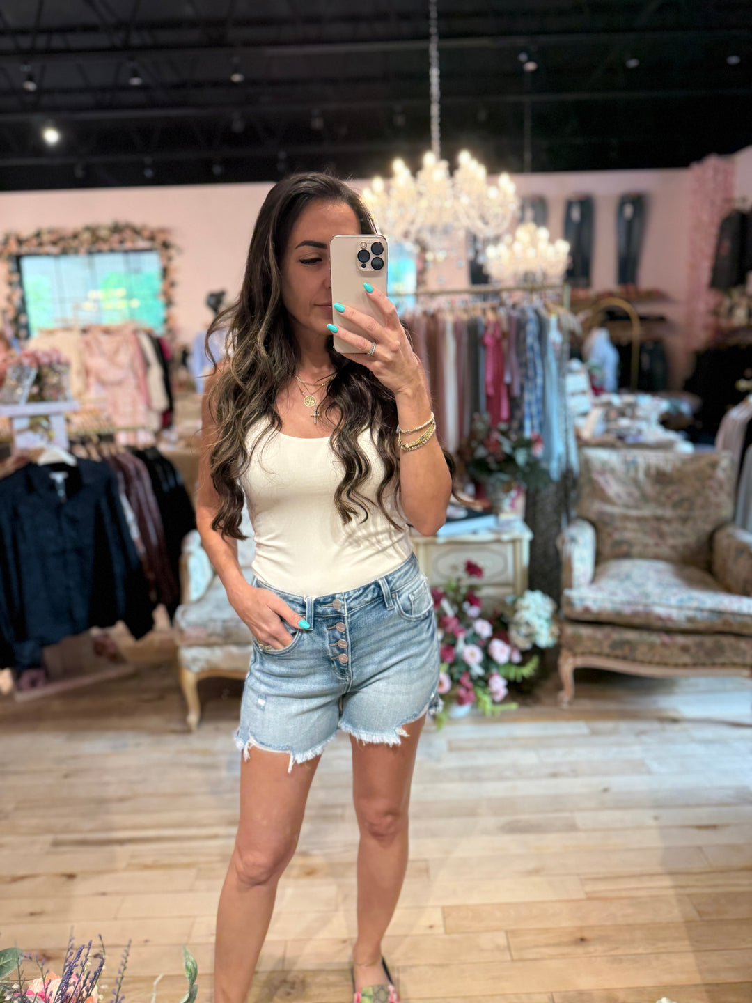 The Brianne High Rise Denim Shorts by Risen