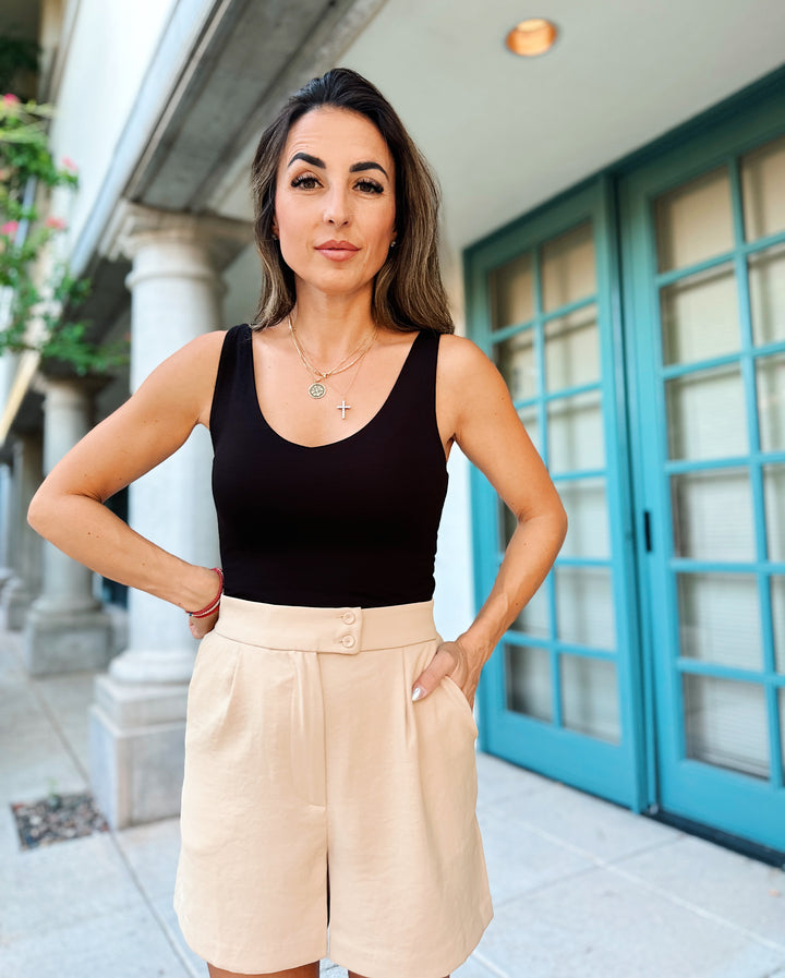 The Nicolette V-Neck Tank - Black