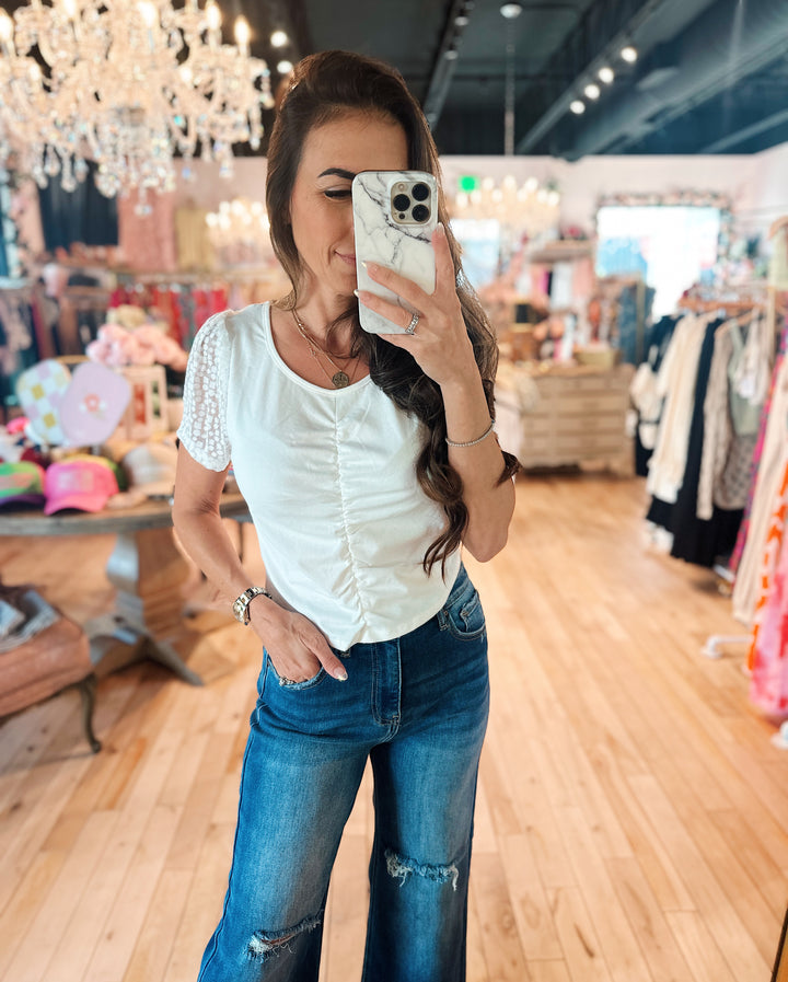 Aria White Crop Blouse