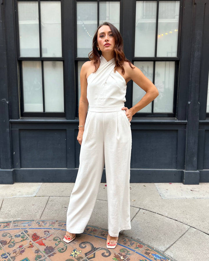 The Colette Halter Jumpsuit - Oyster