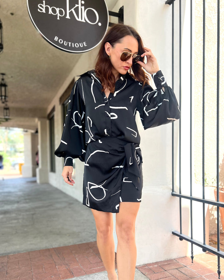 The Mia Abstract Wrap Skirt