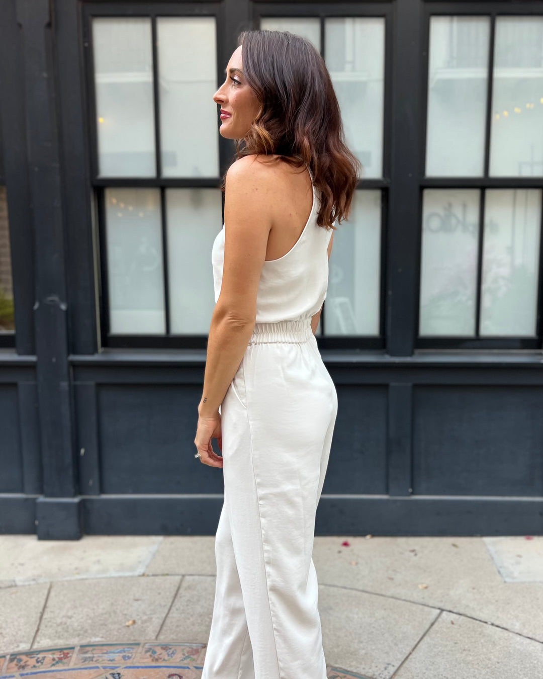 The Colette Halter Jumpsuit - Oyster