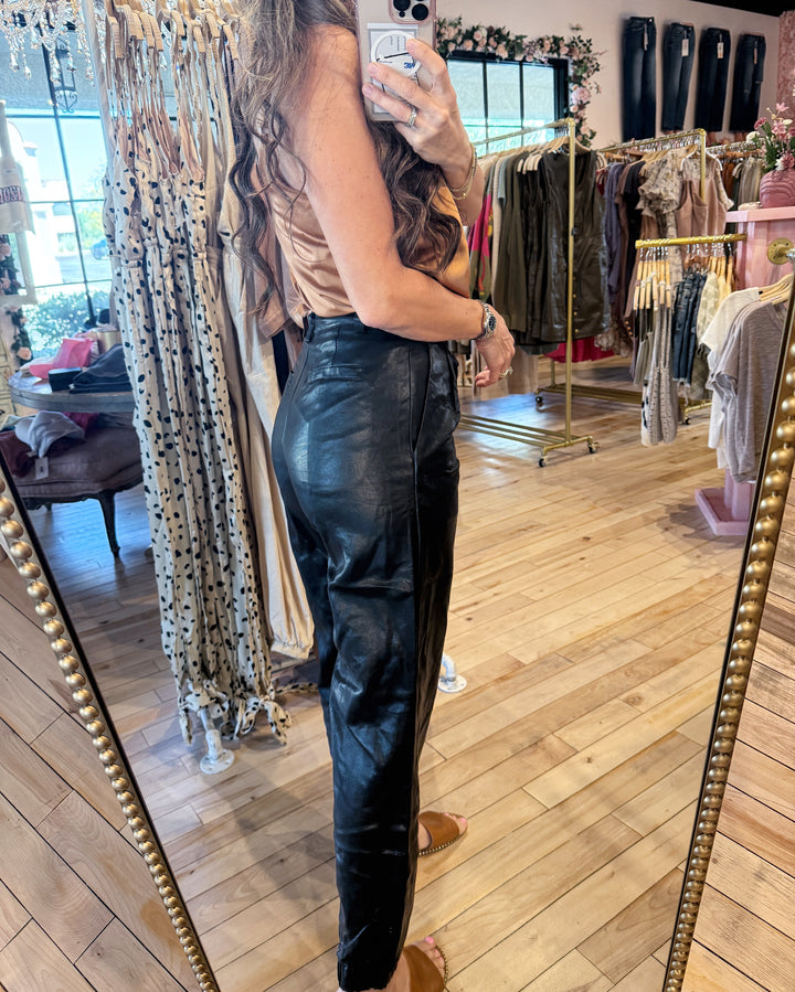 The Genevieve Vegan Faux Leather Joggers