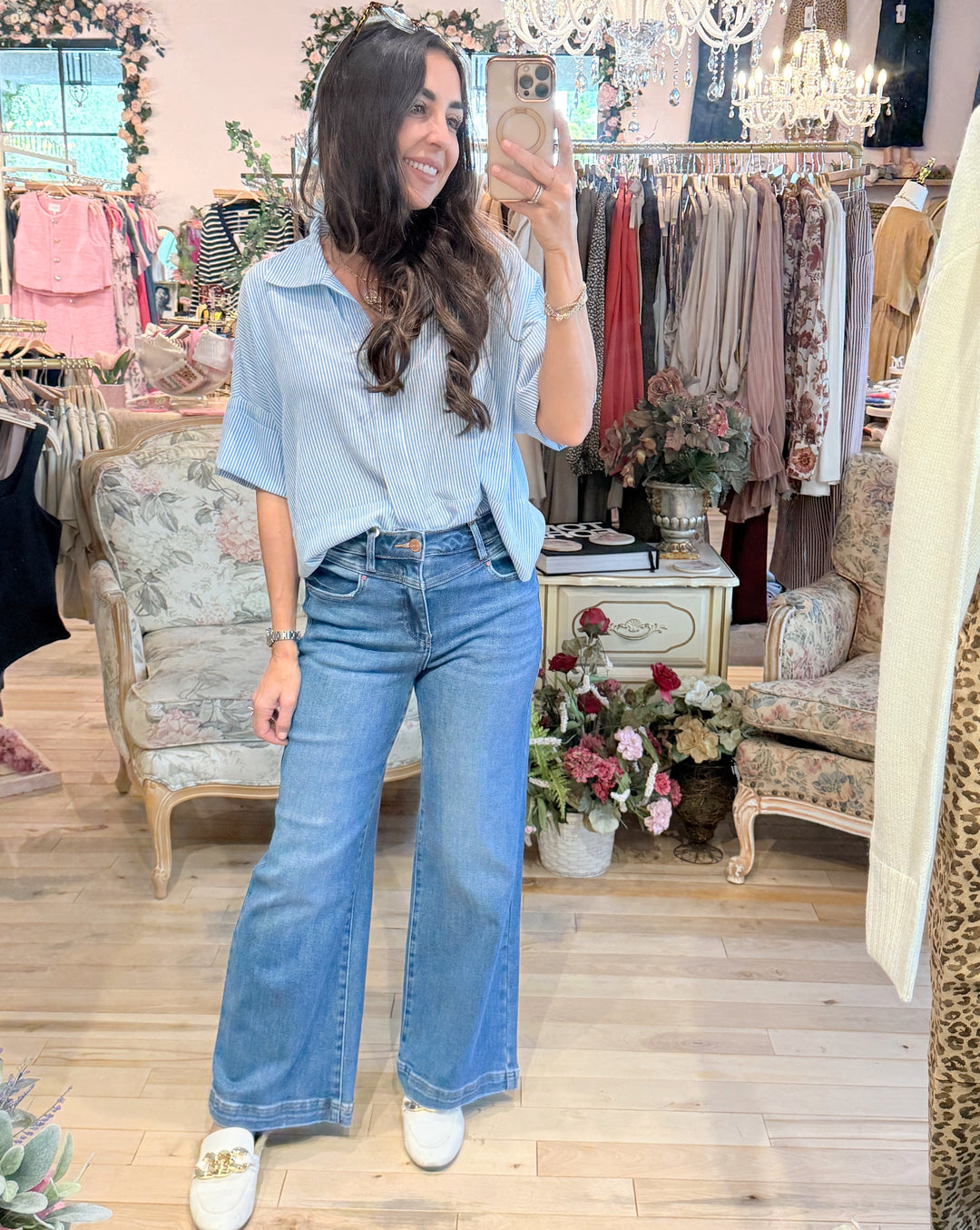 The Madeline High Rise Crop Wide Leg Jean by Risen