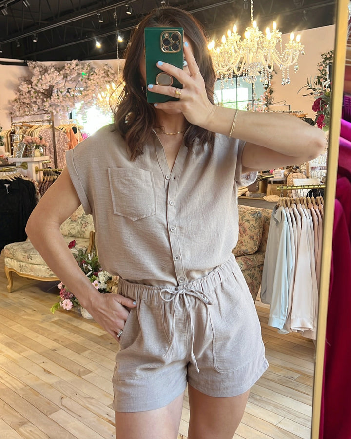 Maren Drawstring Shorts - Tan