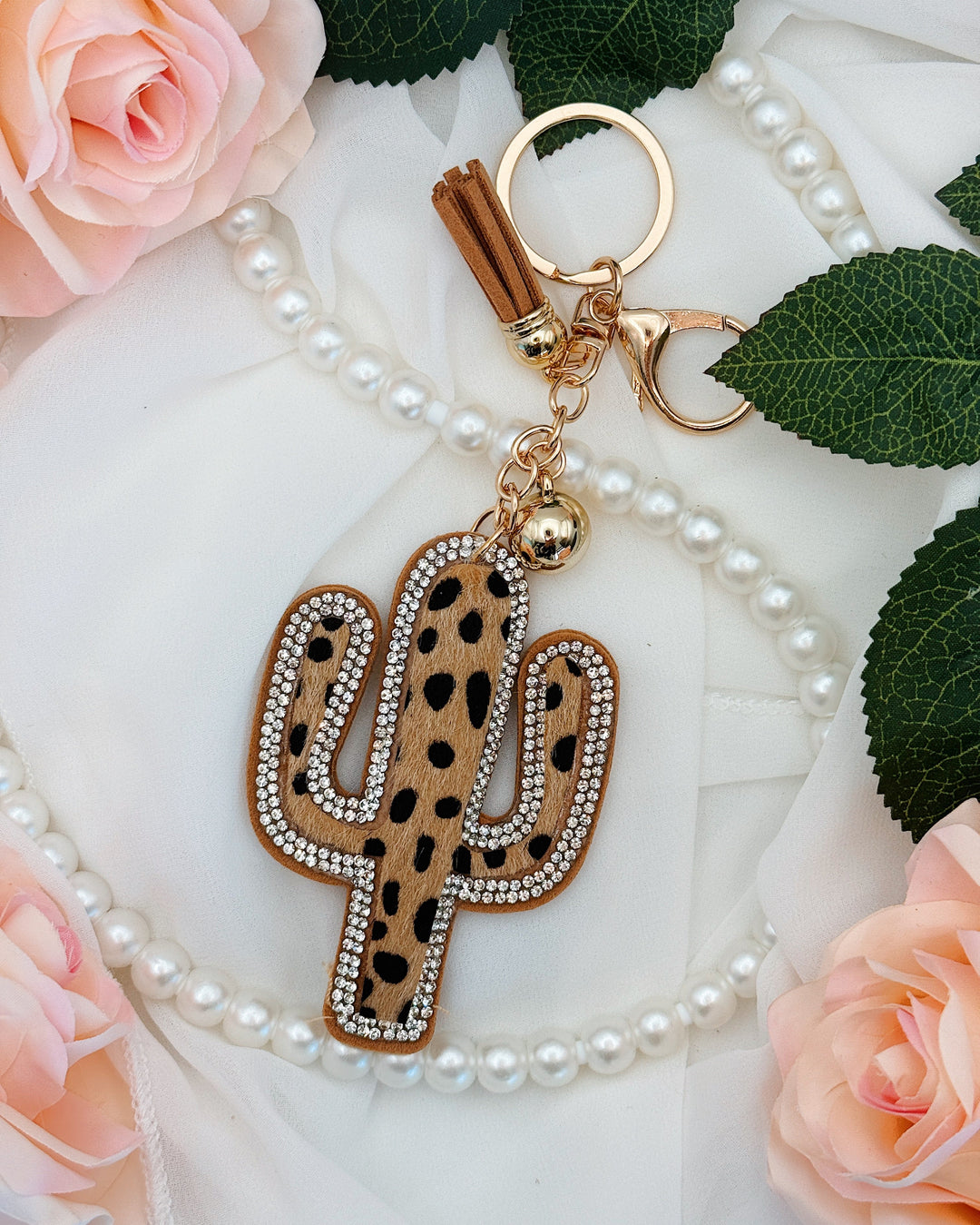 Leopard Cactus Keychain