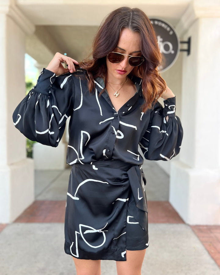 The Mia Abstract Wrap Skirt