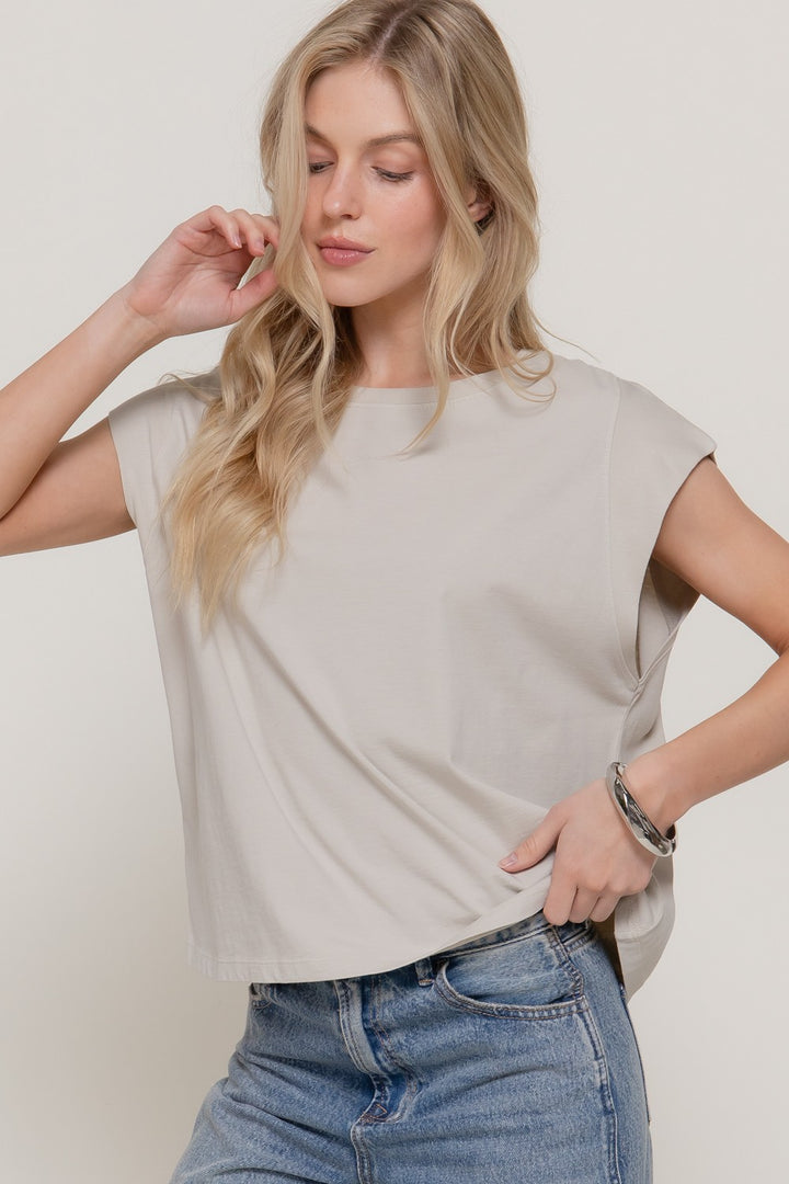 The Nora Short Sleeve Cotton Tee - Taupe