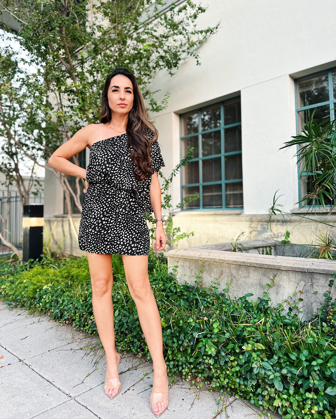 Off Shoulder Animal Print Dress