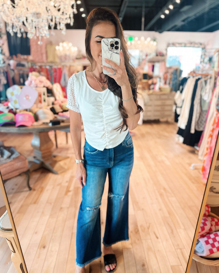 Aria White Crop Blouse