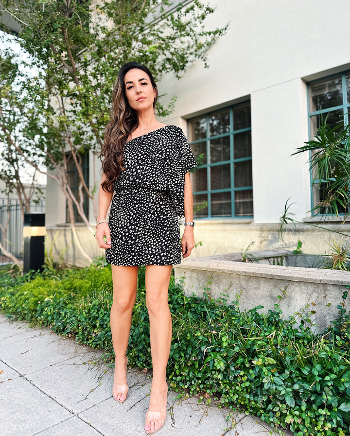 Off Shoulder Animal Print Dress