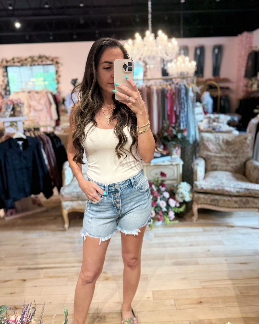 The Brianne High Rise Denim Shorts by Risen