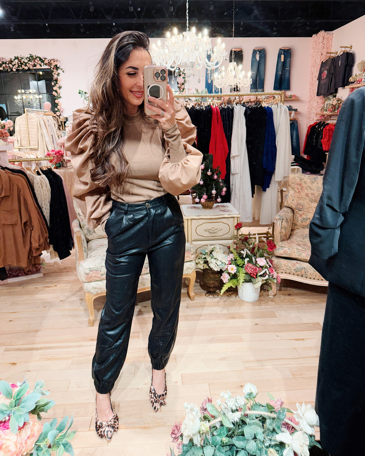 The Genevieve Vegan Faux Leather Joggers