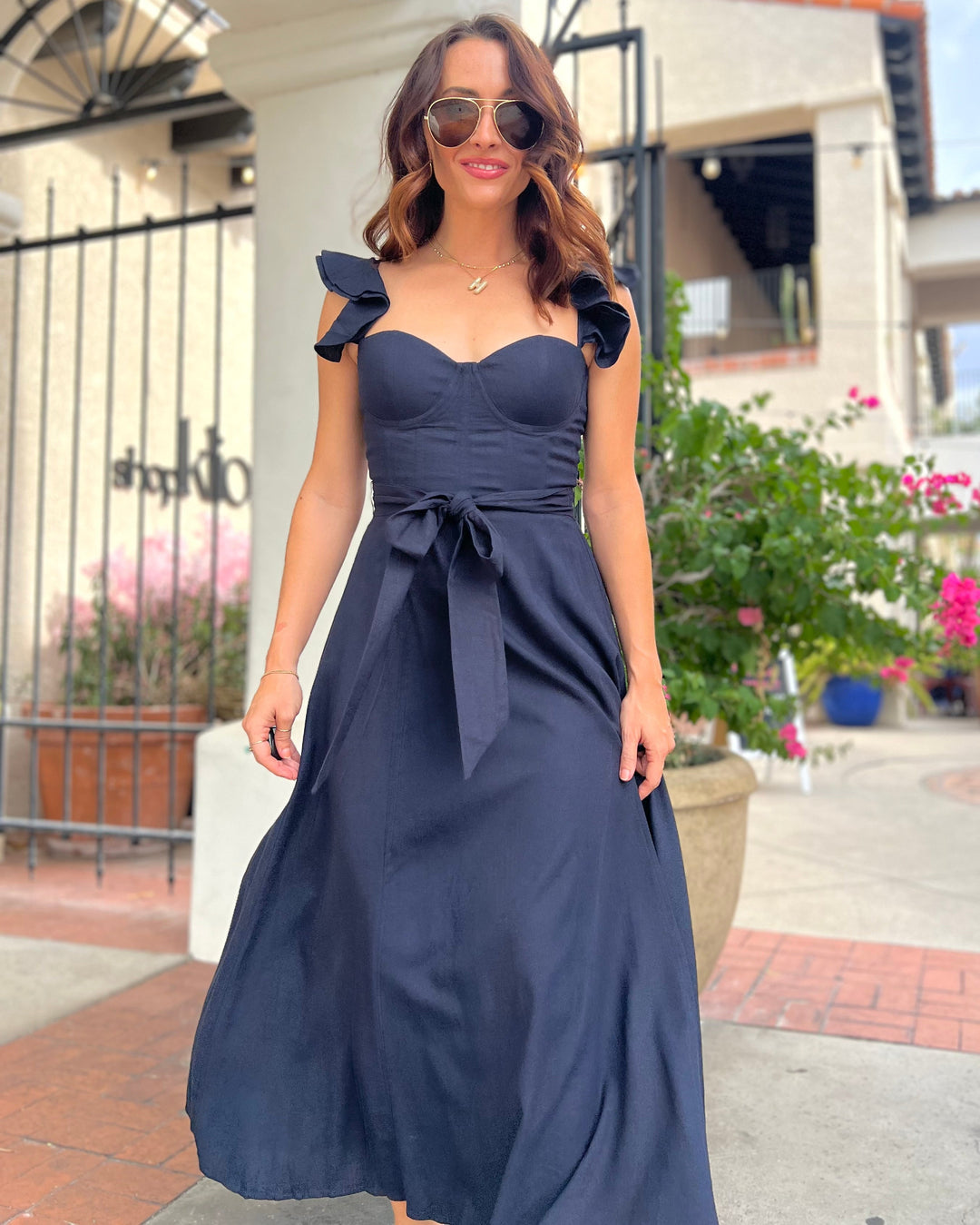 The Elena Corset Dress - Navy
