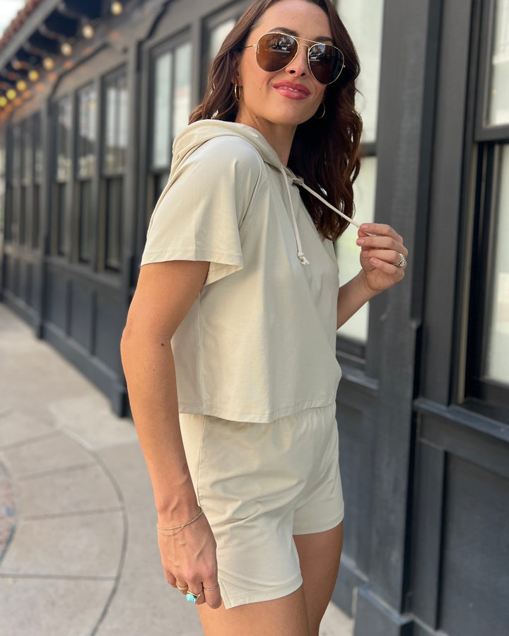 Brooke Raglan Hooded Tee - Oat Milk