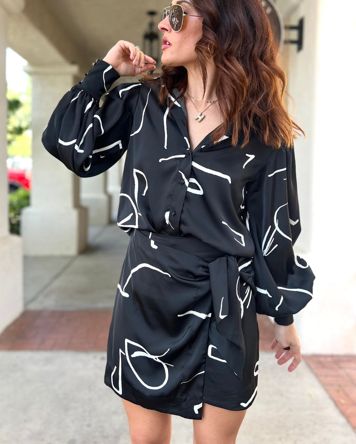 The Mia Abstract Wrap Skirt