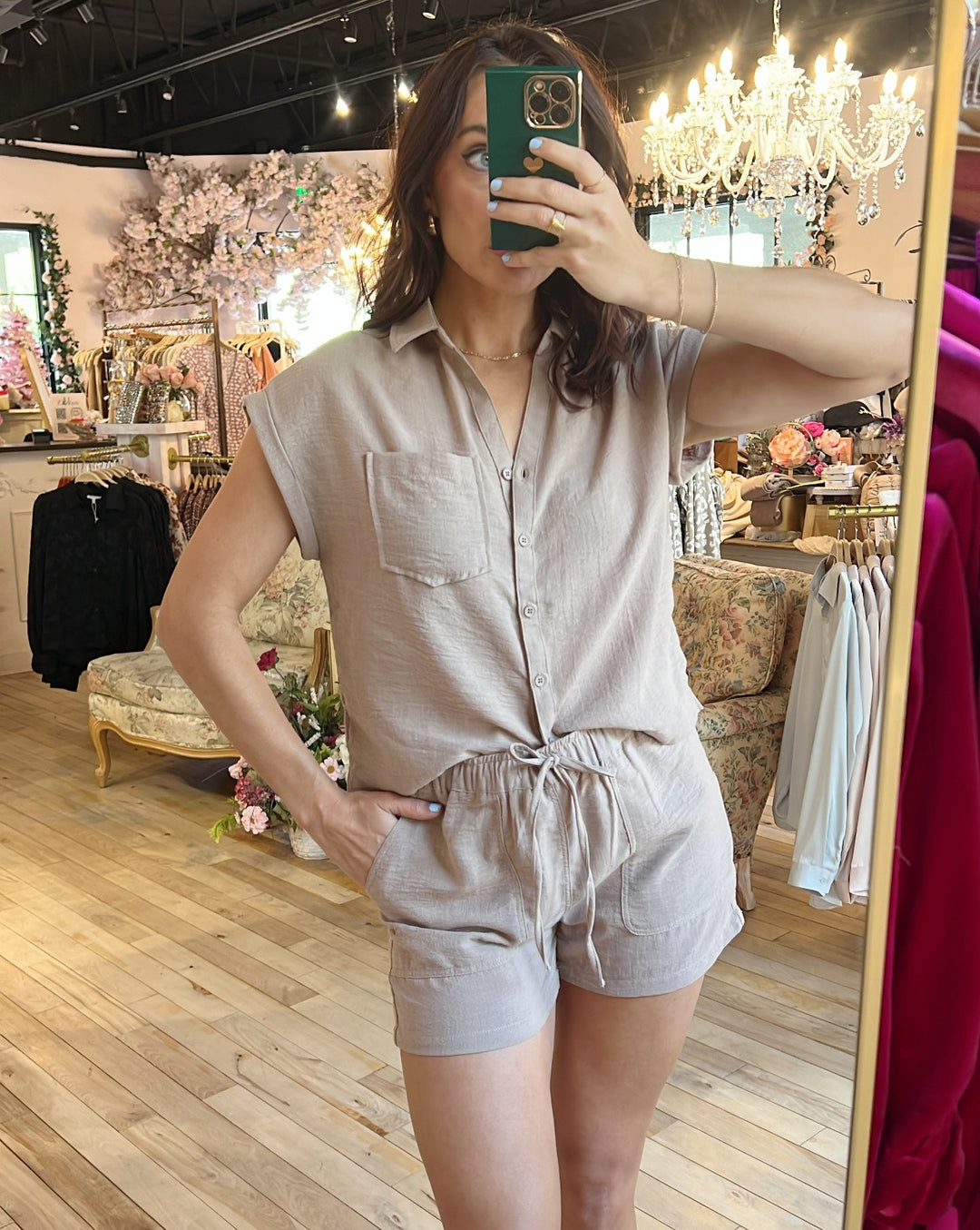 Maren Drawstring Shorts - Tan