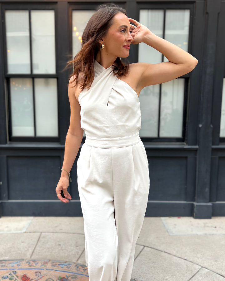The Colette Halter Jumpsuit - Oyster