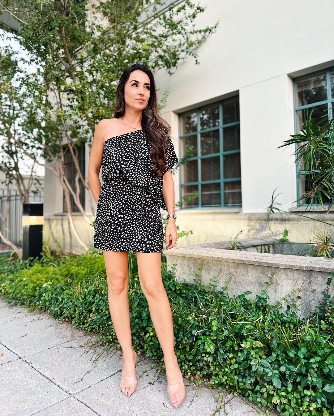 Off Shoulder Animal Print Dress