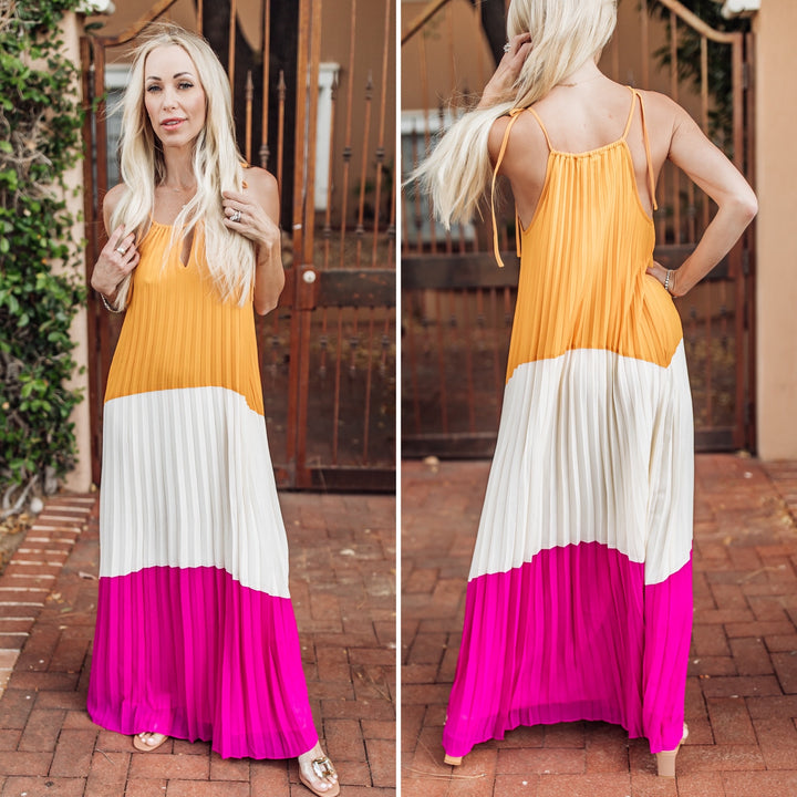 The Renée Pleated Maxi Dress