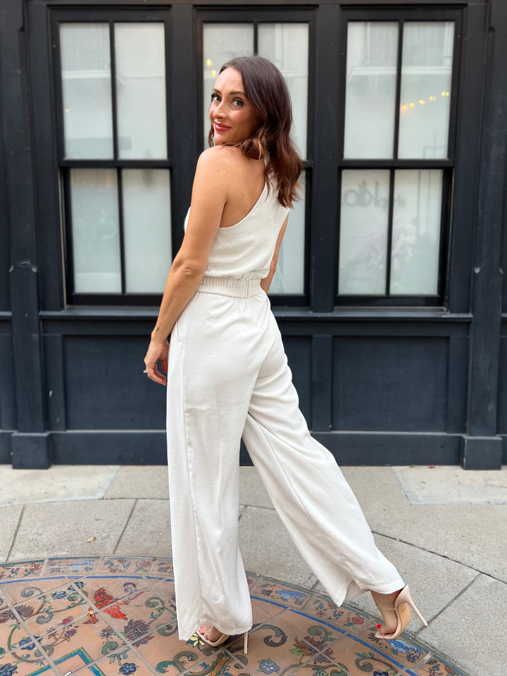 The Colette Halter Jumpsuit - Oyster