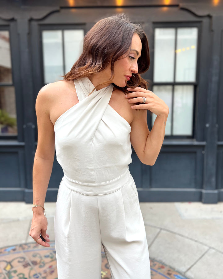 The Colette Halter Jumpsuit - Oyster