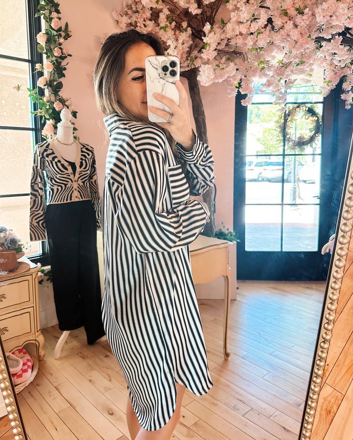 The Avery T-Shirt Striped Satin Dress