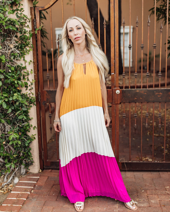 The Renée Pleated Maxi Dress