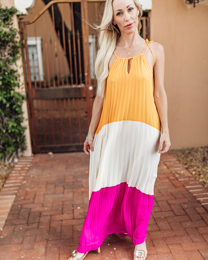 The Renée Pleated Maxi Dress