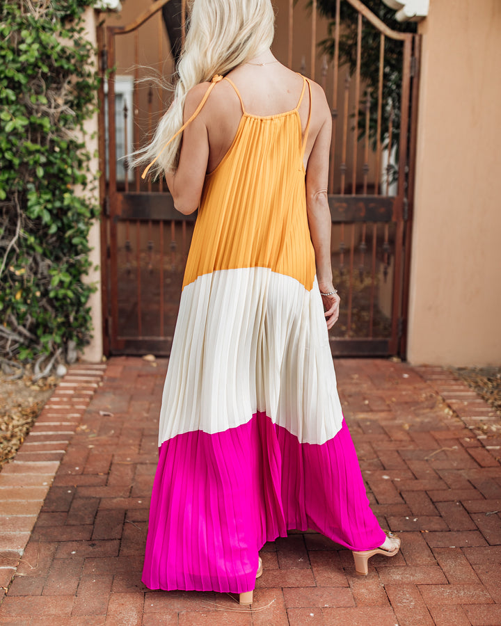 The Renée Pleated Maxi Dress