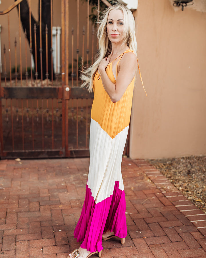 The Renée Pleated Maxi Dress