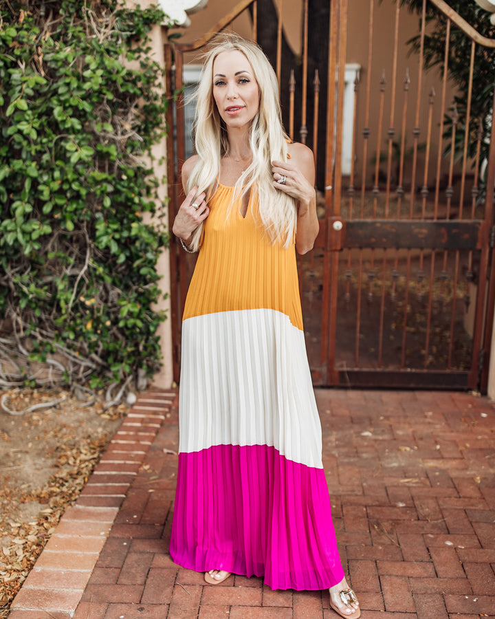 The Renée Pleated Maxi Dress