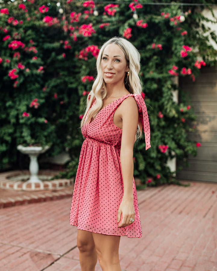 The Elizabeth Polka Dot Tie-Shoulder Mini Dress