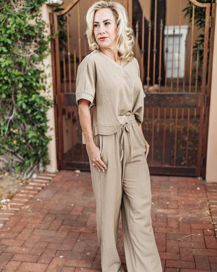 Emilia Textured Knit Pants - Mocha