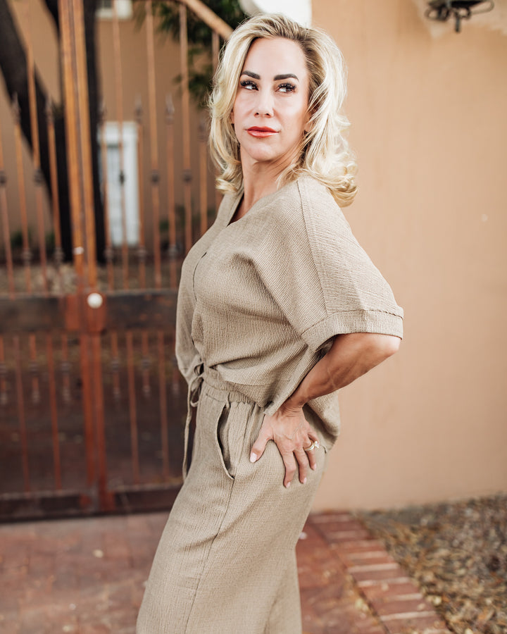 Emilia Textured Knit Pants - Mocha