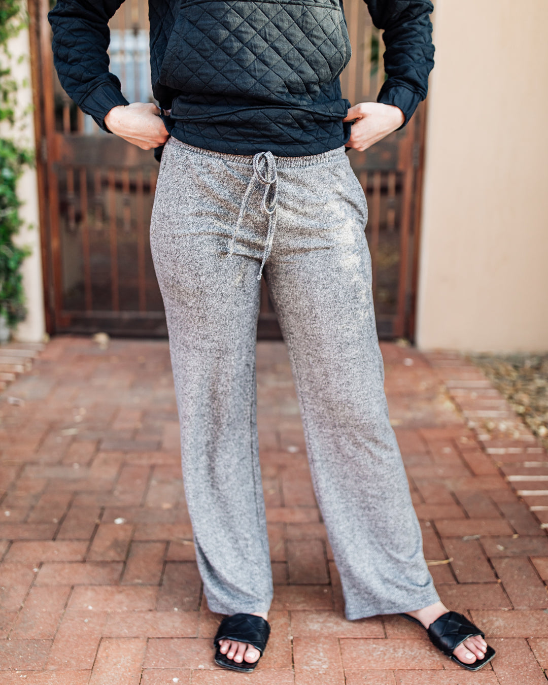 Soft Melange Wide-Leg Sweatpants