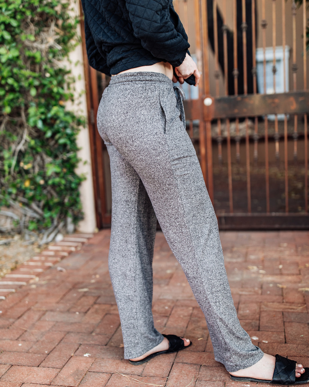 Soft Melange Wide-Leg Sweatpants