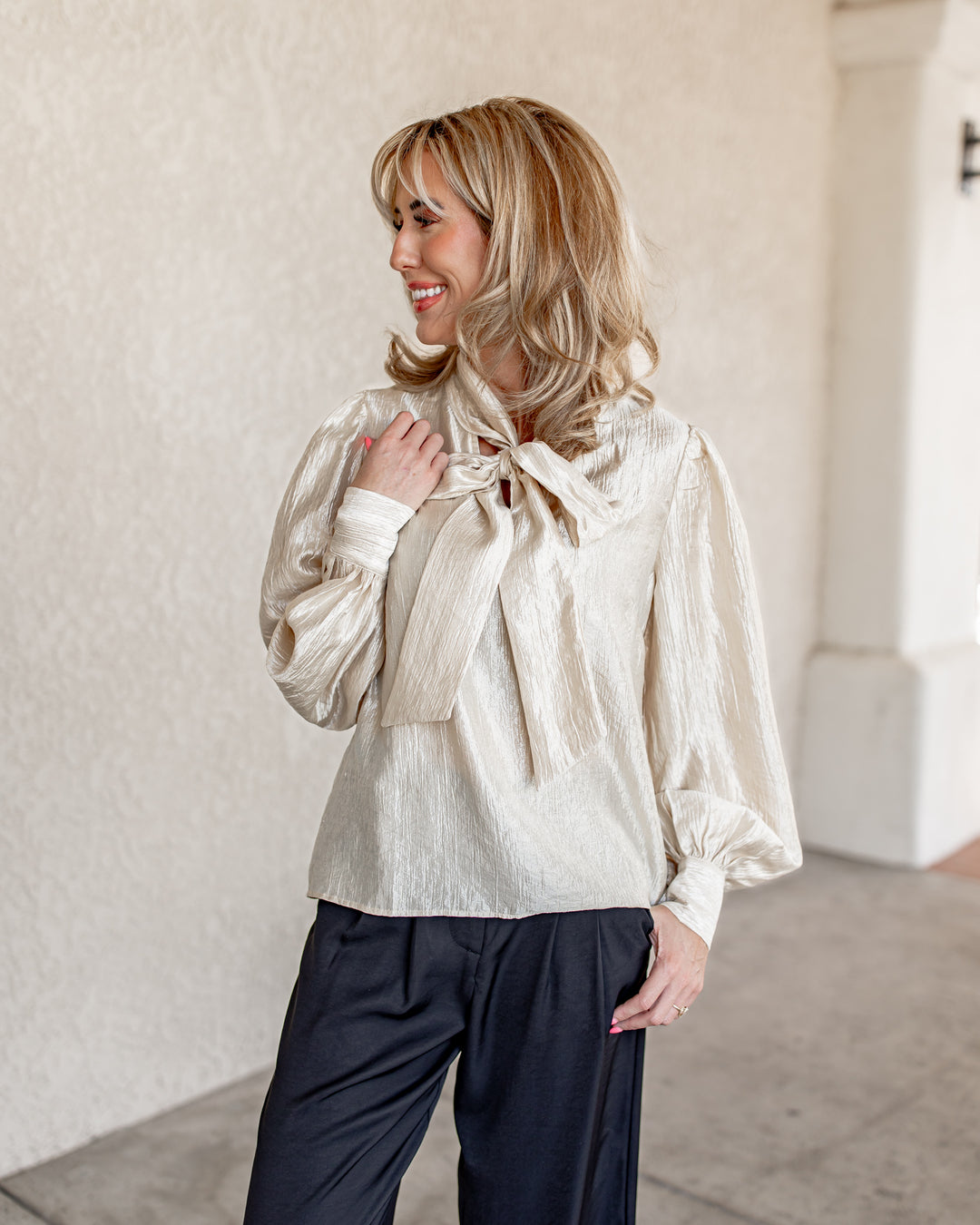 The Bree Bow Tie Long Sleeved Blouse