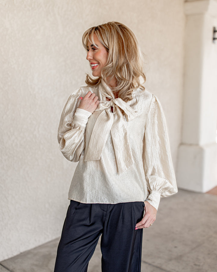 The Bree Bow Tie Long Sleeved Blouse
